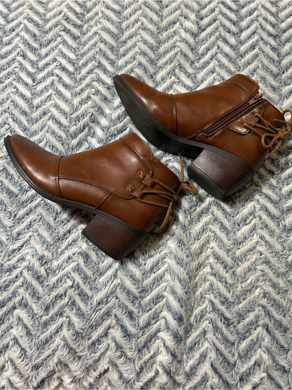 Pierre Dumas Cognac Brown Leather Ankle Boots Booties